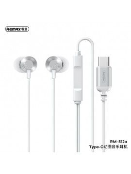 REMAX RM-512a Type-C Metal Wired Earphone for music & call Silver