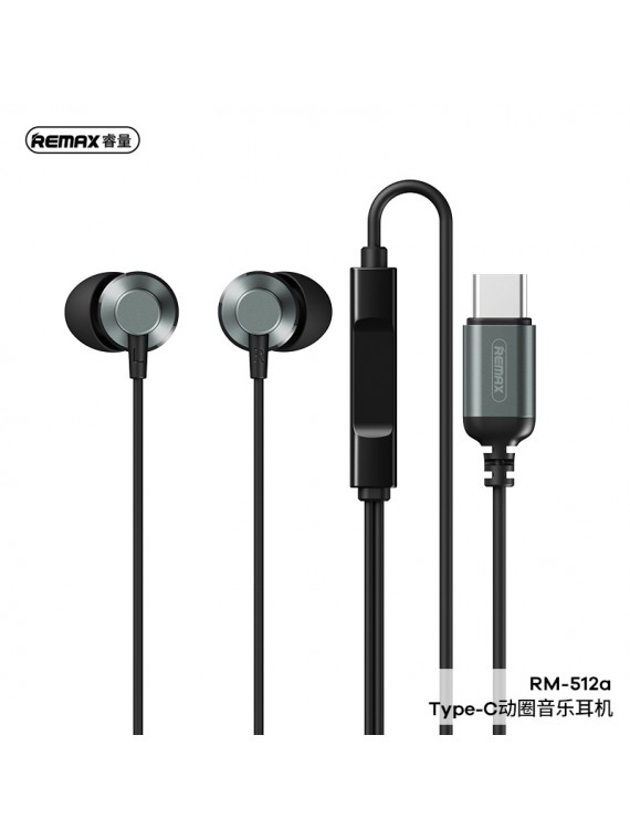 REMAX RM-512a Type-C Metal Wired Earphone for music & call Tarnish