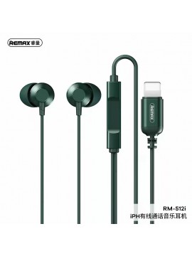 REMAX RM-512I Metal Wired Earphone For iPhone Green