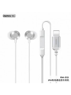 REMAX RM-512I Metal Wired Earphone For iPhone Silver