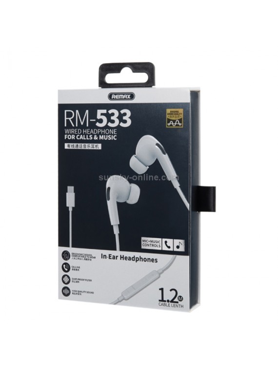 REMAX RM-533 Air Plus Pro Type-C Wired music earphone White