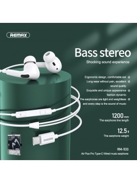 REMAX RM-533 Air Plus Pro Type-C Wired music earphone White