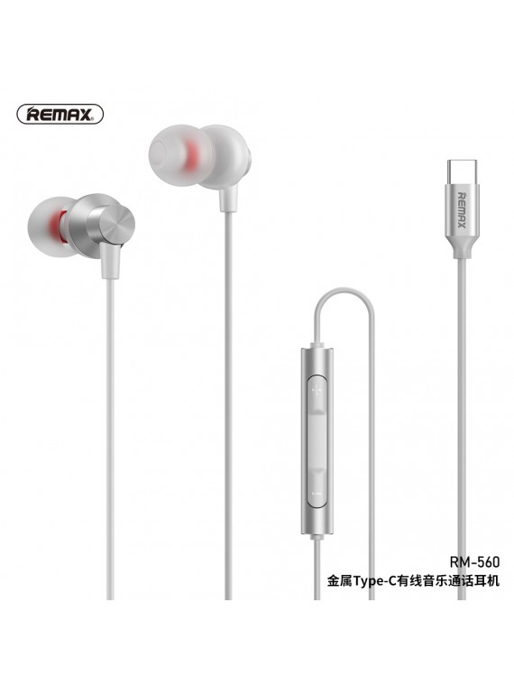 REMAX RM-560 Metal Wired Earphone for Type-C White