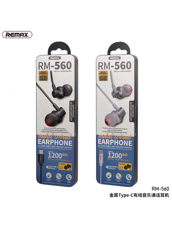 REMAX RM-560 Metal Wired Earphone for Type-C Black