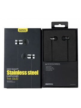REMAX RM-565i 3.5mm Plug Stainless Steel Earphone Black