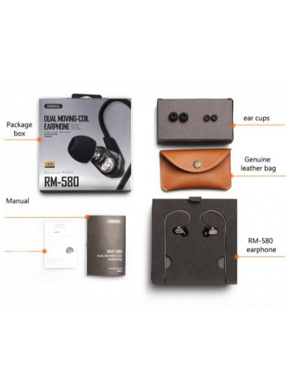REMAX RM-580 Double Moving-coil Earphone Gold