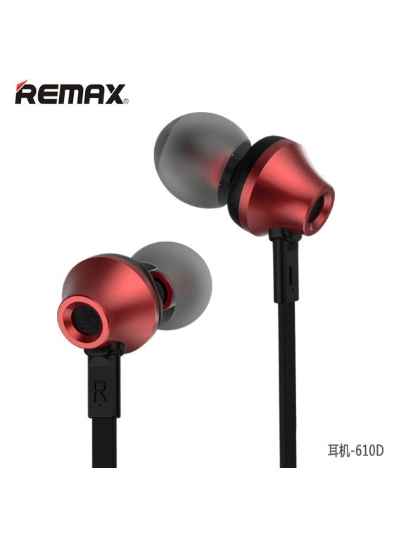 REMAX RM-610D Earphone With Mic Volume Control Red
