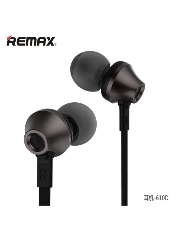REMAX RM-610D Earphone With Mic Volume Control Black