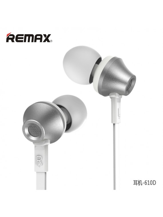 REMAX RM-610D Earphone With Mic Volume Control silver
