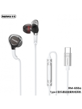 REMAX RM-655A Type-C Metal Wired Earphone for Music & Call Silver