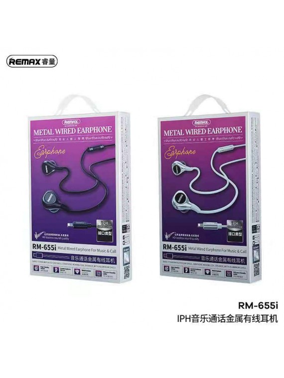 REMAX RM-655i iPhone Metal Wired Earphone for Music & Call Tarnish