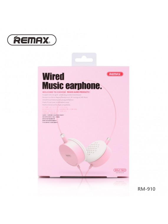 REMAX RM-910 Wired Music Earphone Pink