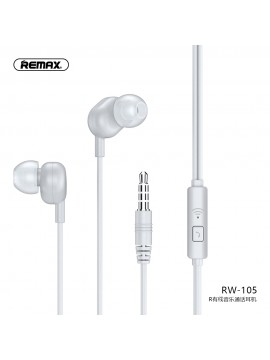 REMAX RW-105 Wired Earphone For Calls & Music White