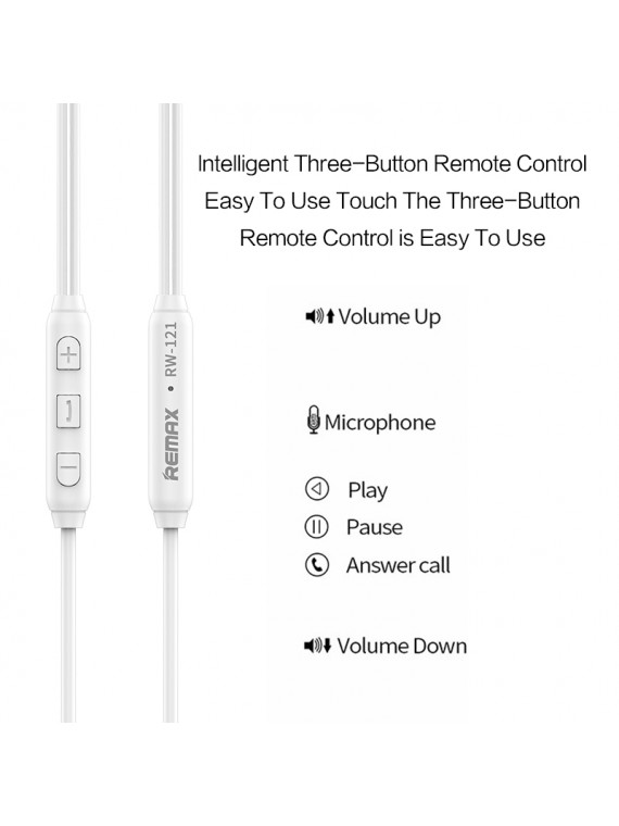 REMAX RW-121 WIRED EARPHONE WHITE
