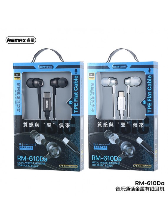 REMAX RM-610Da Metal Wired Earphone Music & Call For Type-C Silver