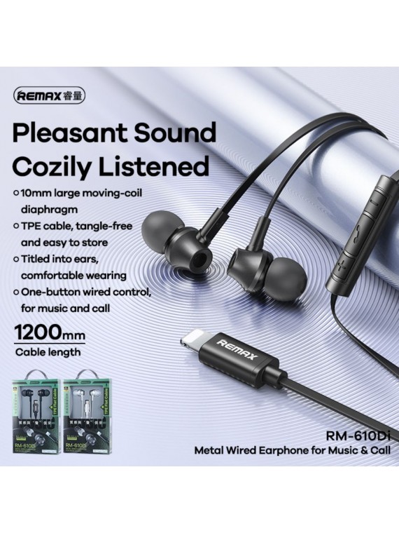 REMAX RM-610Di Metal Wired Earphone Music & Call For Iphone Tarnish
