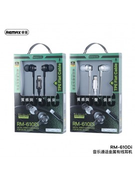 REMAX RM-610Di Metal Wired Earphone Music & Call For Iphone Silver