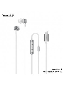 REMAX RM-610Di Metal Wired Earphone Music & Call For Iphone Silver