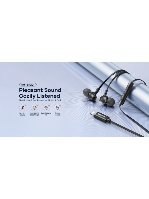 REMAX RM-610Di Metal Wired Earphone Music & Call For Iphone Tarnish