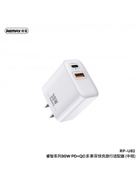 REMAX RP-U82 REMINE 30W QC+PD Fast Charger US WHITE