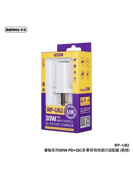 REMAX RP-U82 REMINE 30W QC+PD Fast Charger US WHITE