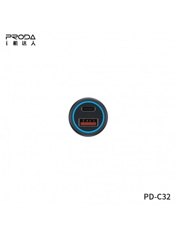 PRODA PD-C32 Gerry Series 18W Fast Car Charger black