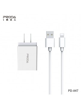 PRODA PD-A47a Reitou Series 20W Fast Charging Adapter MGI + Type-C Data Cable Set white