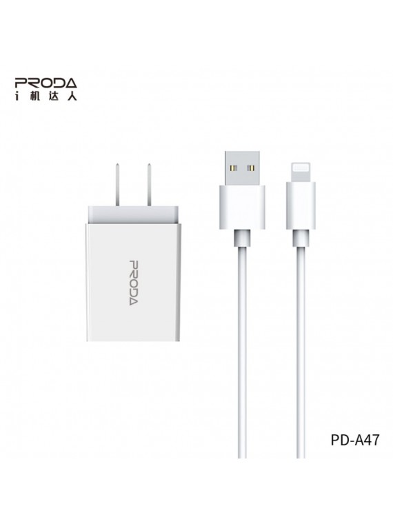 PRODA PD-A47a Reitou Series 20W Fast Charging Adapter MGI + Type-C Data Cable Set white