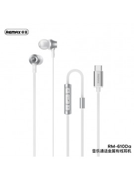 REMAX RM-610Da Metal Wired Earphone Music & Call For Type-C Silver